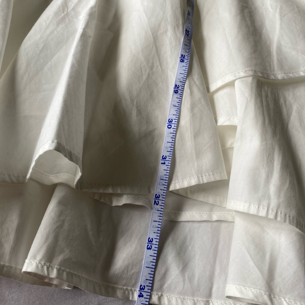 Anthropologie Ruffled V-Neck White Mini Dress size XS *NWT* - Picture 10 of 13